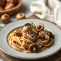 Hespengebraad in korst met champignons