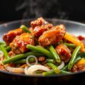 hot wings met chinese roerbakgroenten en sperziebonen