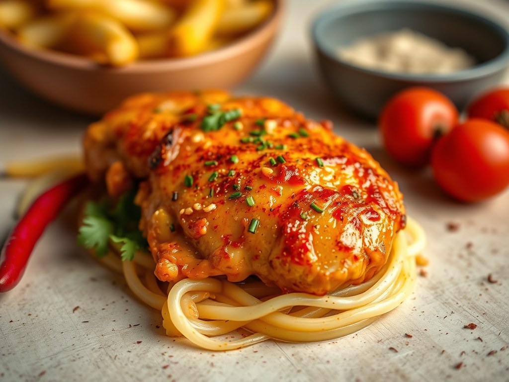 Huisgemaakte Chicken Tonight, AI-gegenereerde illustratie