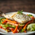 In oven gegaarde kabeljauw op een bedje van Chinese kool