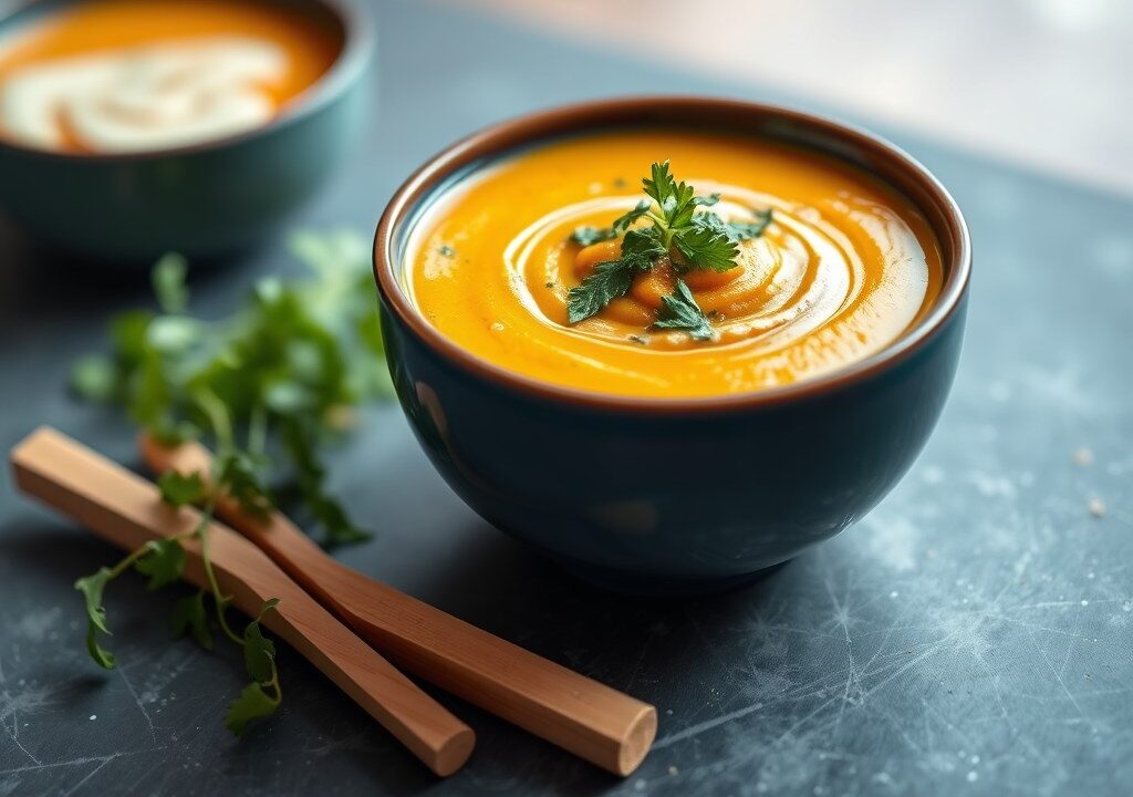 India’se Pompoensoep met Gremolata, AI-gegenereerde illustratie