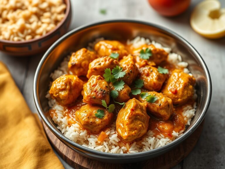 Indiase Boterkip Curry met gekruide basmatirijst