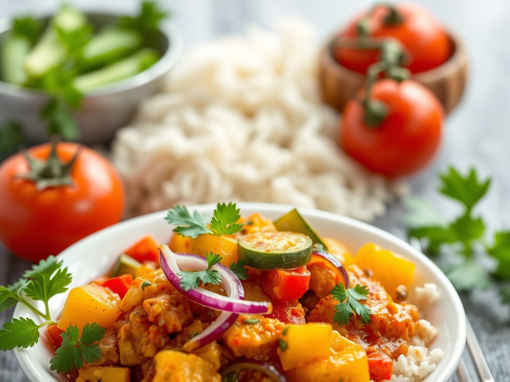 Indiase vegetarische Jalfrezi Curry, AI-gegenereerde illustratie
