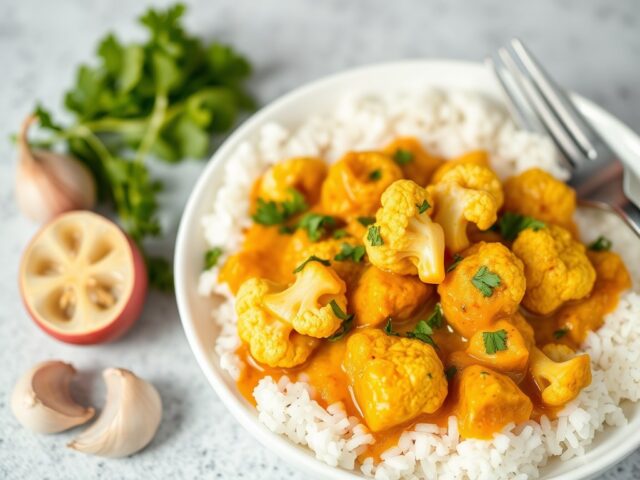 Indische bloemkoolcurry — AI-gegenereerde illustratie