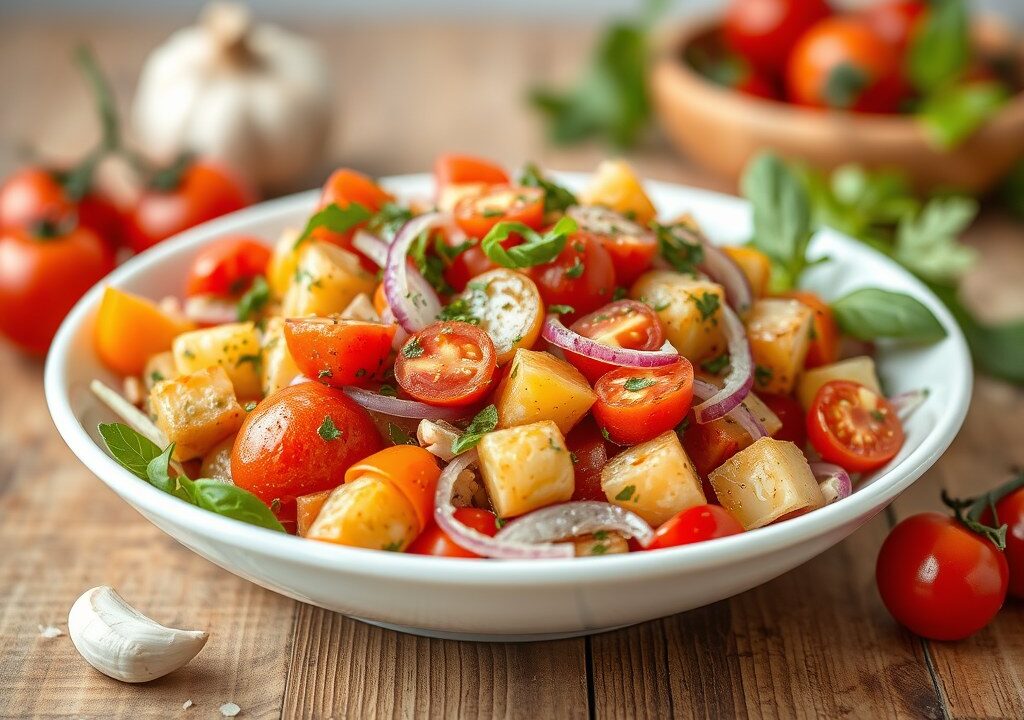Insalata Panzanella – Toscaanse zomersla, AI-gegenereerde illustratie