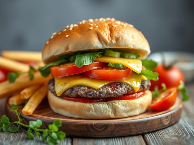 Italiaanse cheese burger alà Liske — AI-gegenereerde illustratie