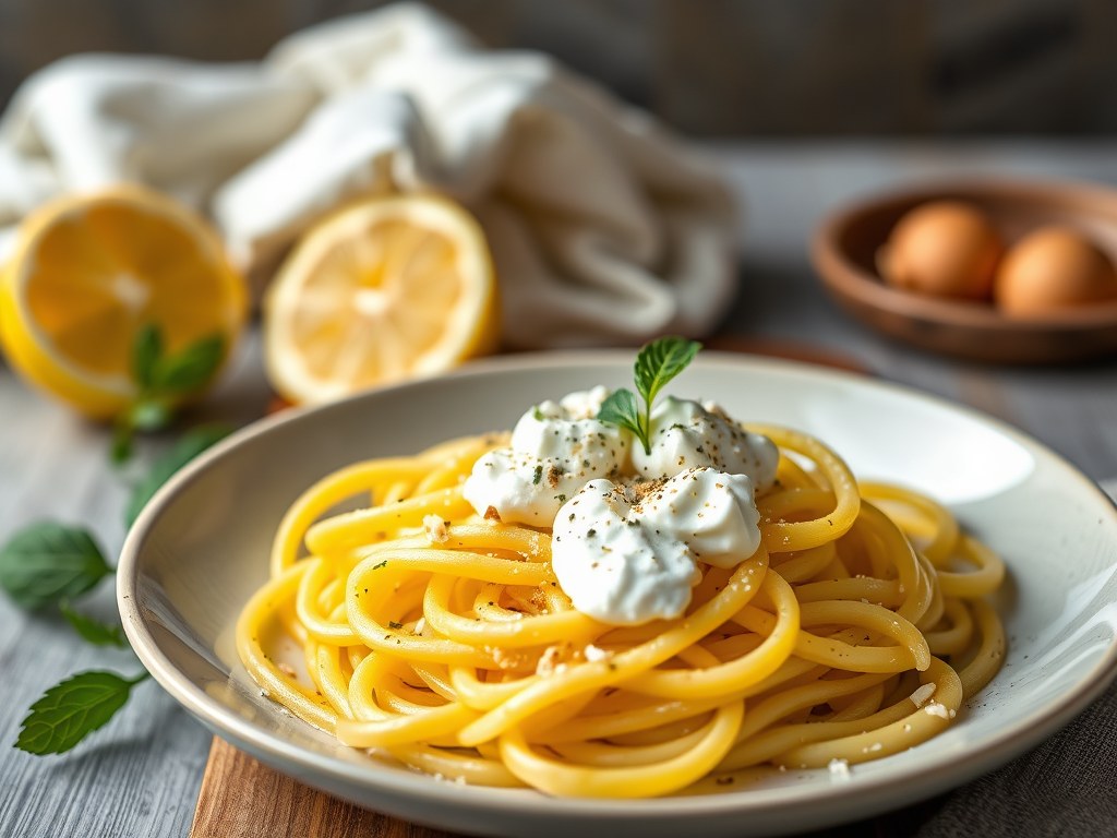 Italiaanse citroenpasta, AI-gegenereerde illustratie