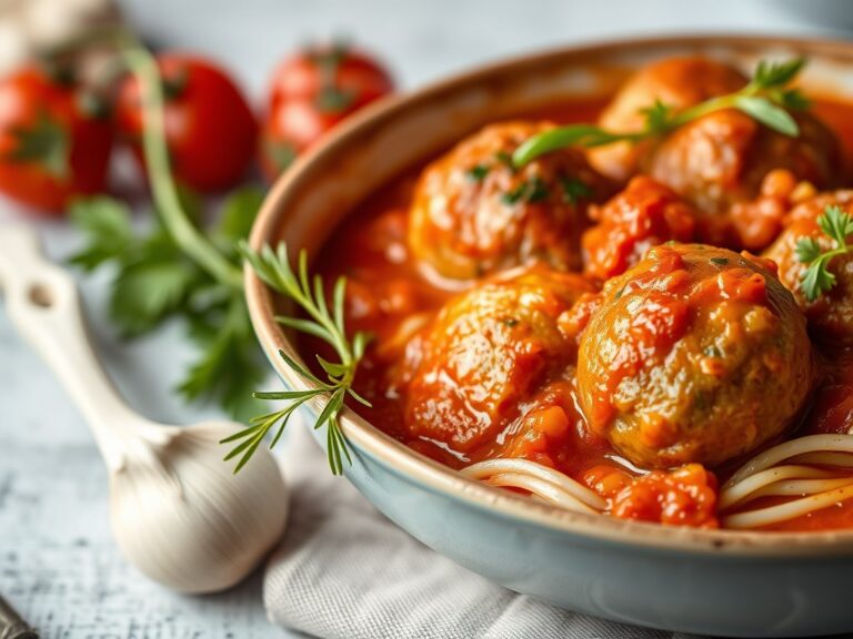 Italiaanse Gehaktballetjes in Tomatensaus — AI-gegenereerde illustratie