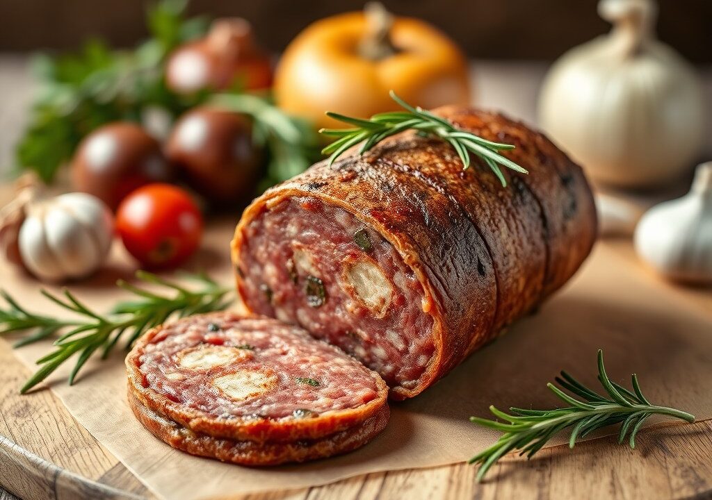 Italiaanse salami taart, AI-gegenereerde illustratie