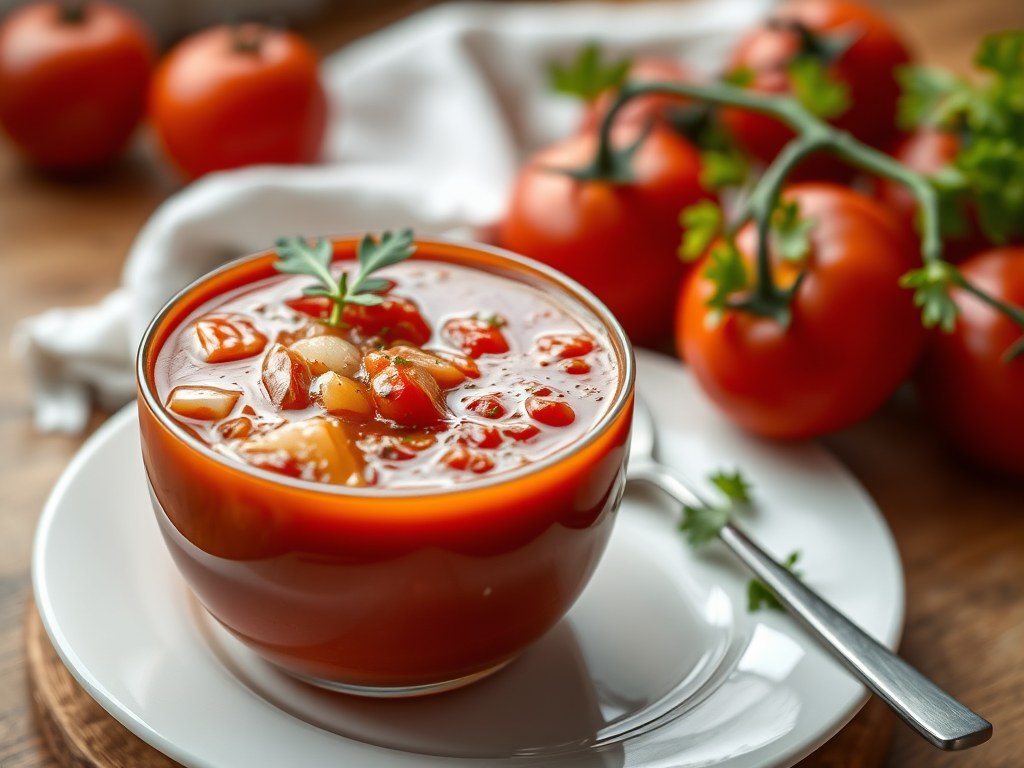 Italiaanse Tomatensoep, AI-gegenereerde illustratie