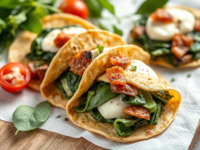 Italiaanse tortilla’s met spinazie en pancetta — AI-gegenereerde illustratie