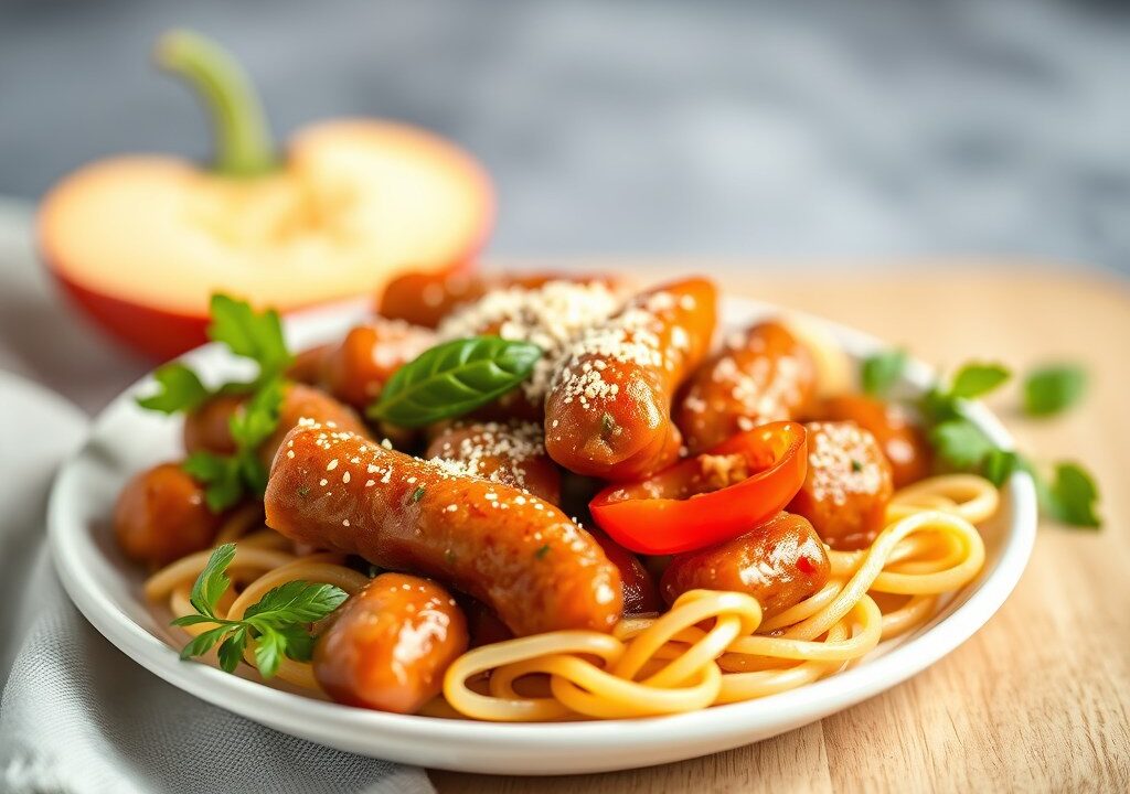 Italiaanse Worstjes met Paprika — AI-gegenereerde illustratie