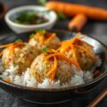 Japanse Zalmballetjes met Wortel-Gember-Ananas Rijst