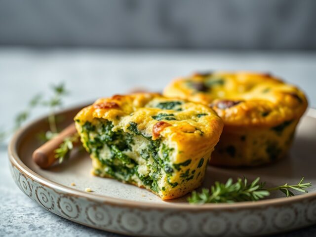 Kaas-spinazie muffin — AI-gegenereerde illustratie