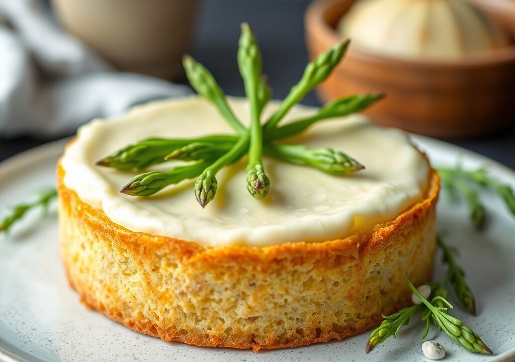Kaastaart met groene asperges — AI-gegenereerde illustratie