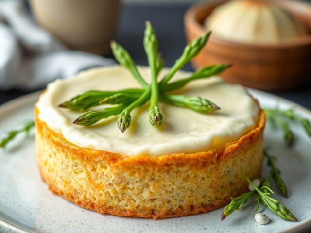 Kaastaart met groene asperges — AI-gegenereerde illustratie