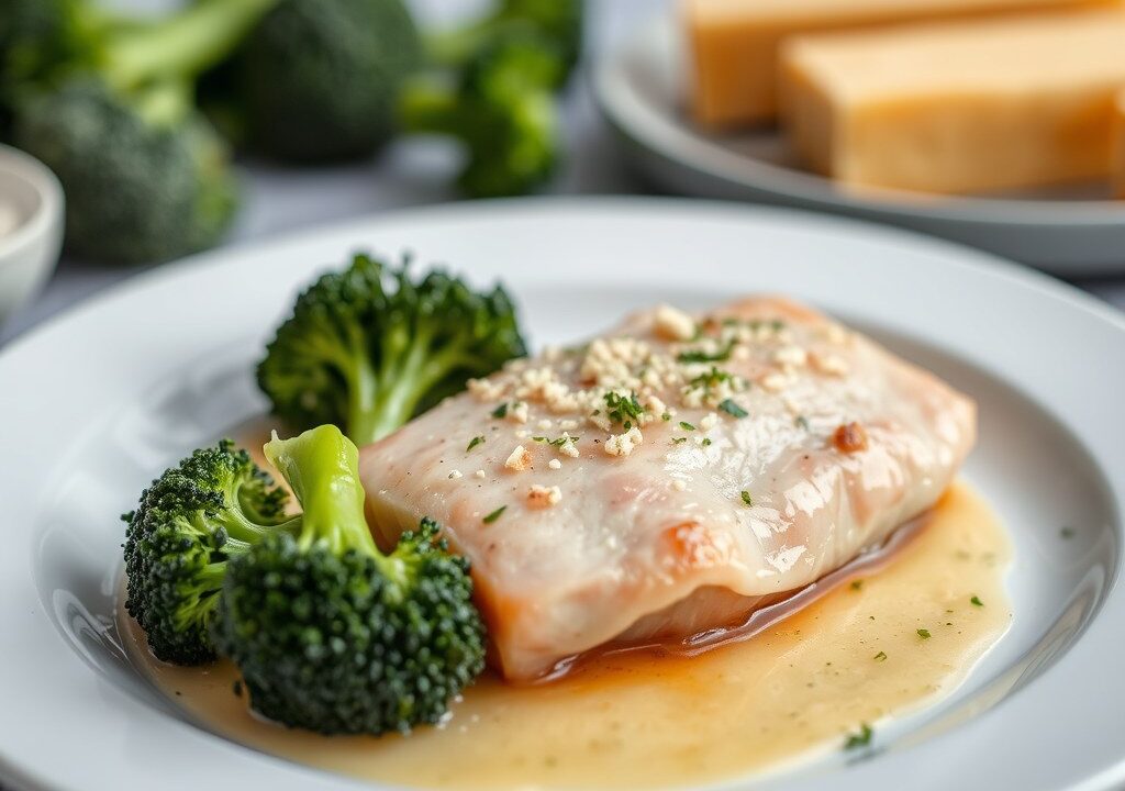 Kabeljauwfilet met broccoli — AI-gegenereerde illustratie