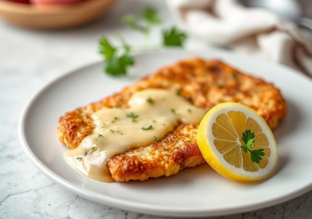 Kalfs-Schnitzel met Citroen Saus, AI-gegenereerde illustratie