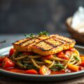 Kalfskotelet romesco met gebraiseerde prei