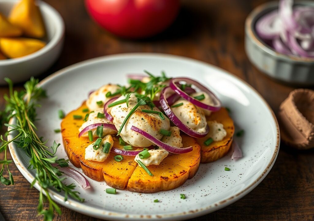 Kalfslapjes met geroosterde aardappeltjes — AI-gegenereerde illustratie