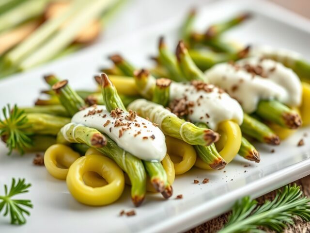 Kalkoen-Asperge-Mascarpone Spiesjes — AI-gegenereerde illustratie