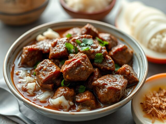 Kari Daging Sapi (=Curry van Rundvlees) — AI-gegenereerde illustratie