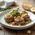 Kastagne Champignons gevuld met Pistache en Serrano