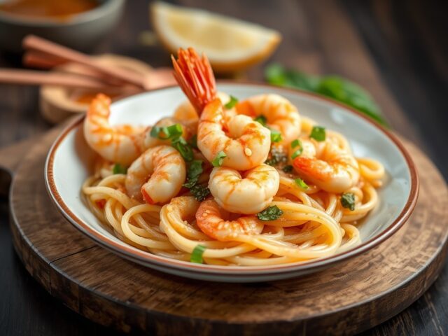 Katjang, Peultjes en Garnalen in Pasta — AI-gegenereerde illustratie