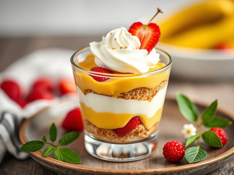 Kersen dessert(trifle) met room — AI-gegenereerde illustratie