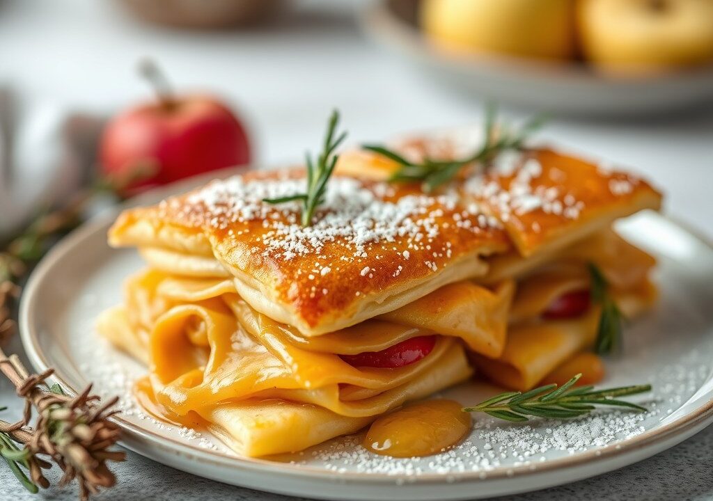 (Kerstklok) pannenkoeken met appel — AI-gegenereerde illustratie