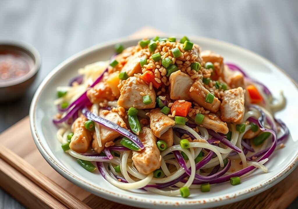 Kip – Kool Salade (China), AI-gegenereerde illustratie
