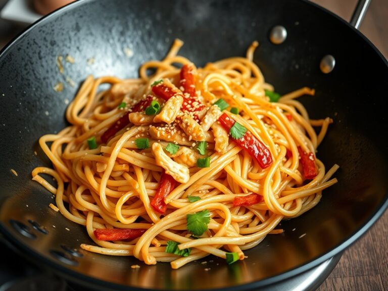 Kip chow mein — AI-gegenereerde illustratie