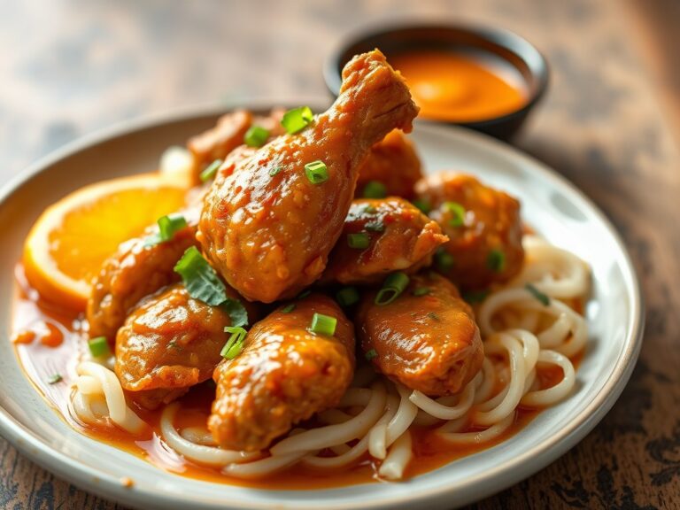Kip in Sinaasappel Saus — AI-gegenereerde illustratie