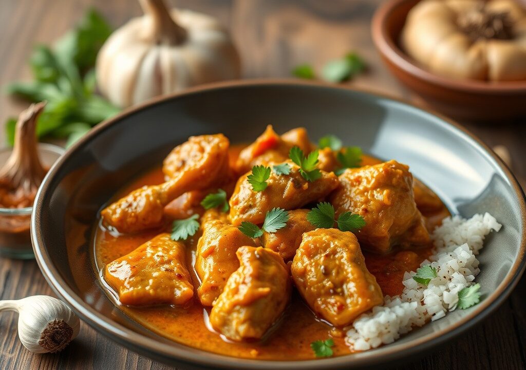 Kip-Kokos-Curry — AI-gegenereerde illustratie