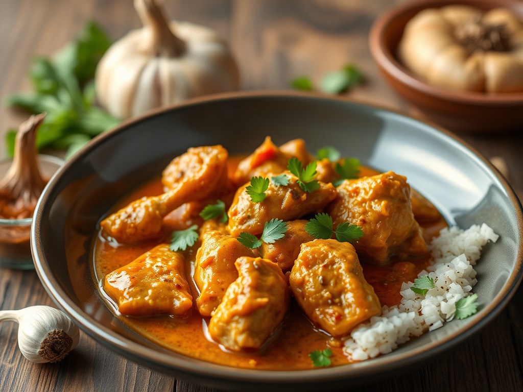 Kip-Kokos-Curry, AI-gegenereerde illustratie