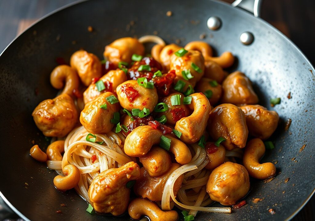 Kip met Cashewnoten — AI-gegenereerde illustratie