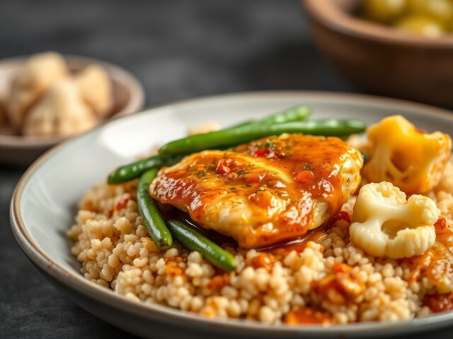 Kip met curry en groenten — AI-gegenereerde illustratie