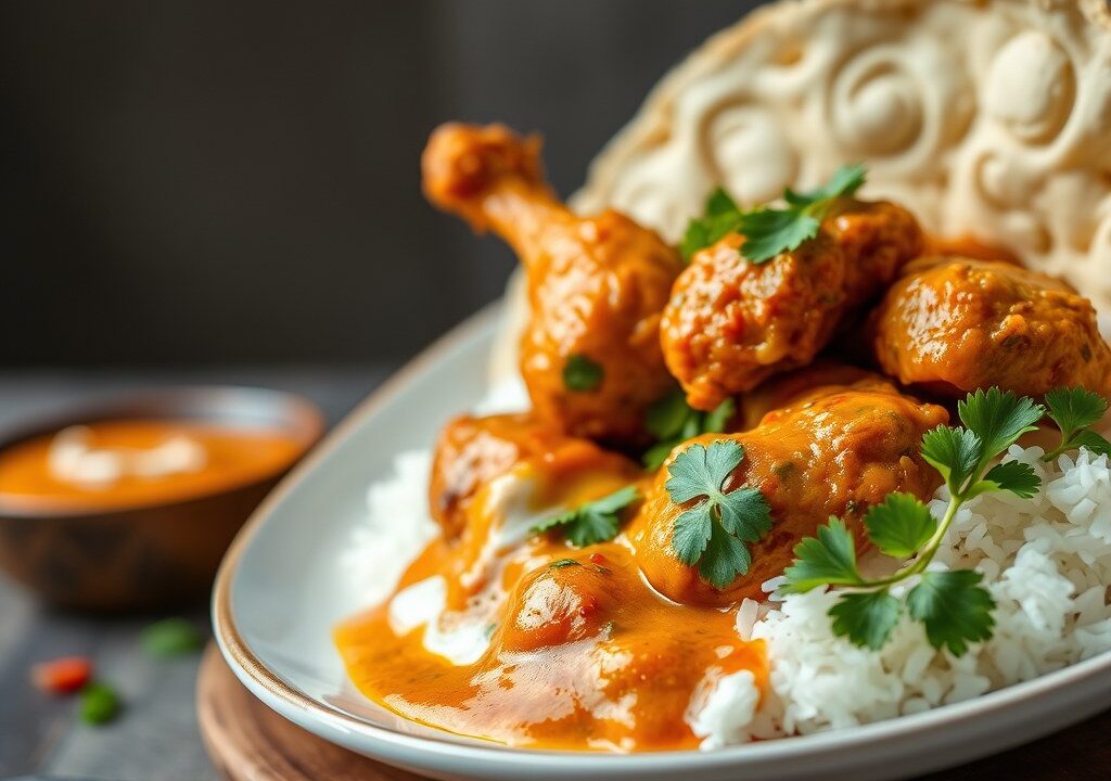 Kip Saté met een Katjang-Klapper-Saus, AI-gegenereerde illustratie