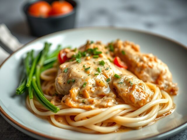 Kip Stroganoff — AI-gegenereerde illustratie