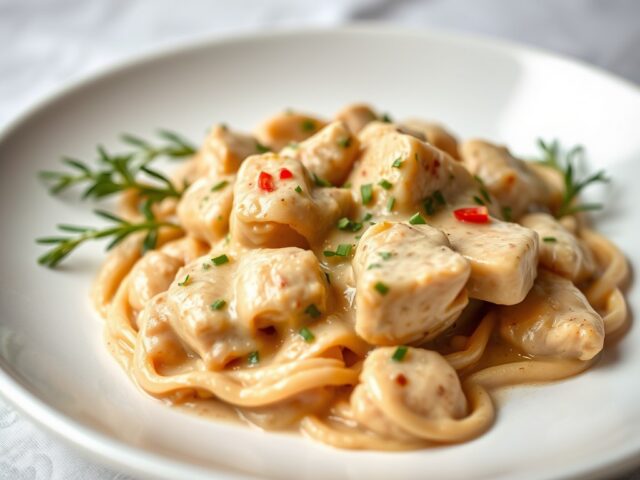 Kip Stroganoff — AI-gegenereerde illustratie