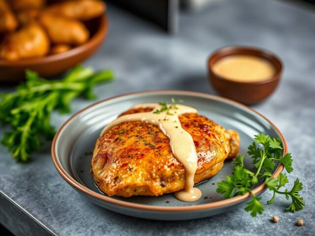 Kip uit de oven met Mosterd-Mayonaise — AI-gegenereerde illustratie