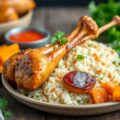 Kipdrumsticks Losie Foroe met frisse rijstsalade