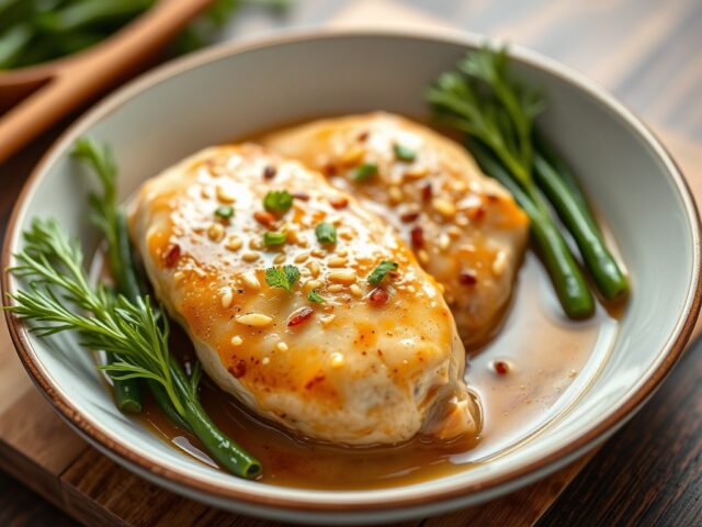Kipfilet in knoflook-oestersaus — AI-gegenereerde illustratie