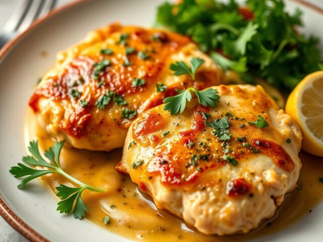 Kipfilet Kiev (gepaneerde knoflook-kip) — AI-gegenereerde illustratie