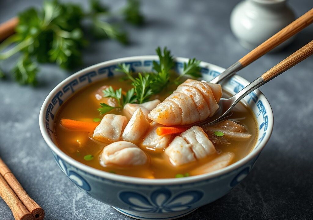 Kippenborst in Chinese Bouillon, AI-gegenereerde illustratie