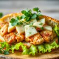 Kippenbrood met sla en kroketten