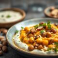Kippendijen in een Noten-Korst met Wortel-Raita