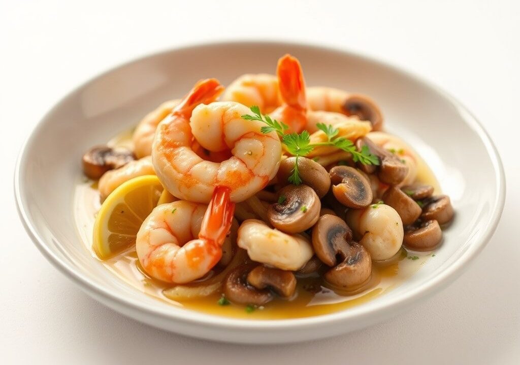 Kippenragout met garnalen — AI-gegenereerde illustratie
