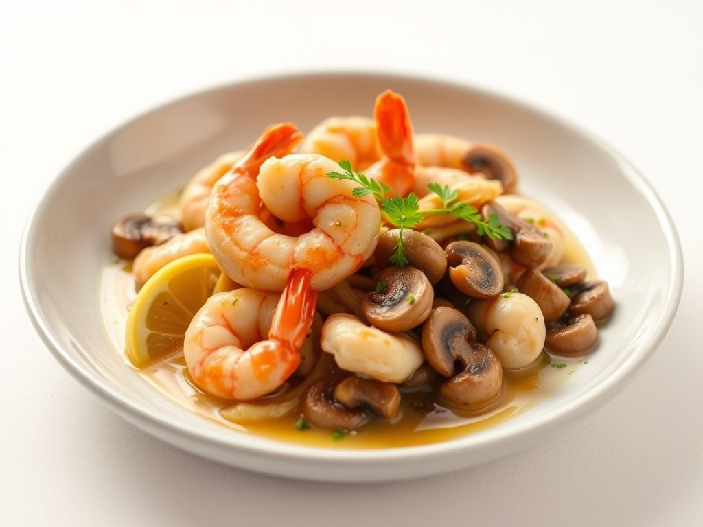 Kippenragout met garnalen, AI-gegenereerde illustratie