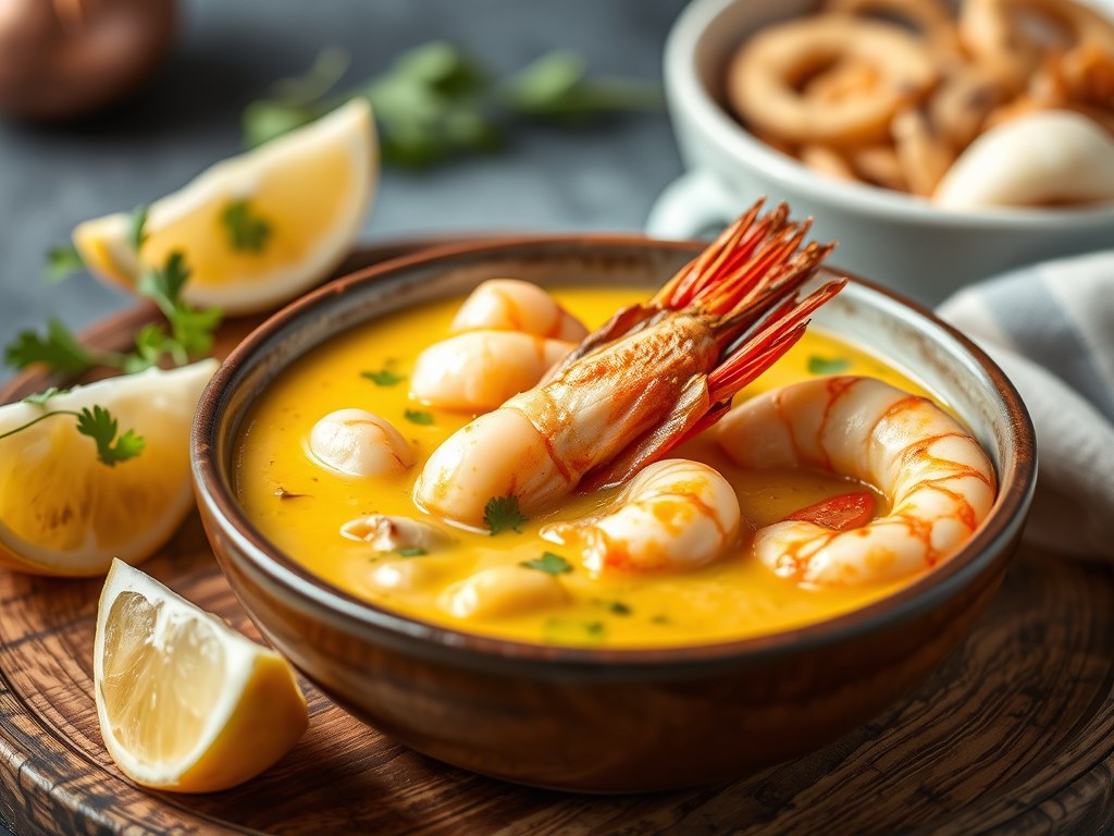 Kippensoep uit India (Mulligatawny), AI-gegenereerde illustratie